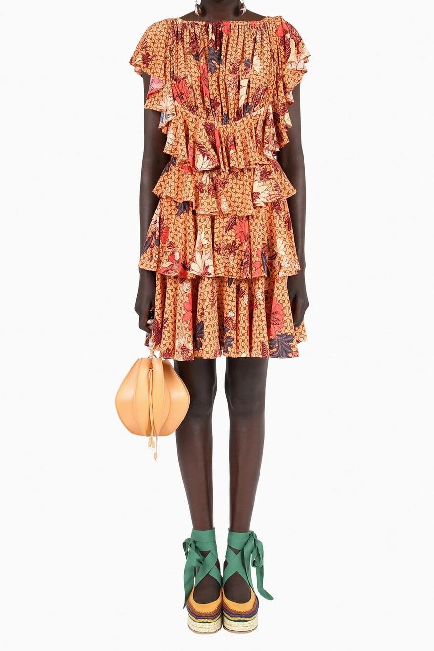 Ulla Johnson Ayla Garden Rose Tiered Flutter-Sleeve Dress Size 4